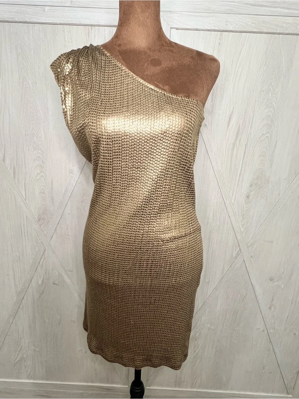 MICHAEL Michael Kors Gold Sequin One-Shoulder Dress Size XS
